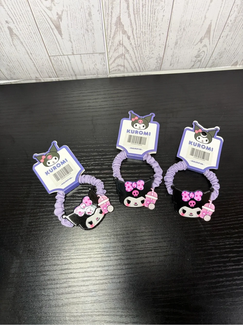 3PCS Kids Lavender Acrylic KUROMI Hair Tie Set